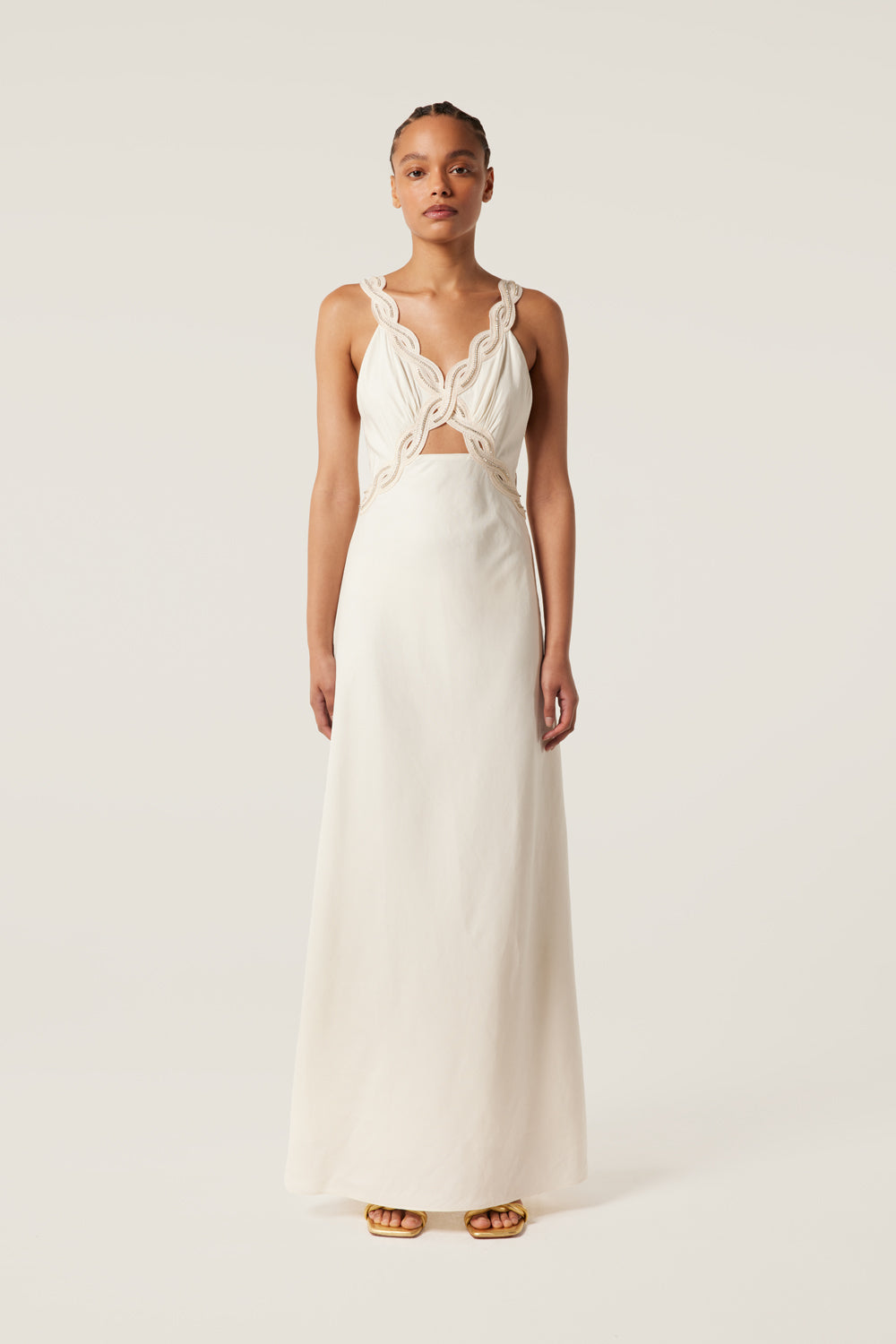 Robe à galon tresse écru