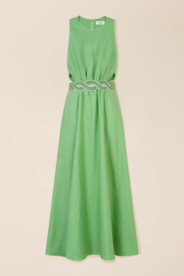 Robe longue à ceinture galon
