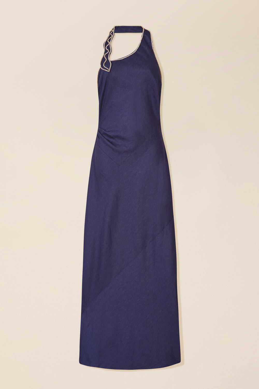 Long dress with rhinestone snake neckline