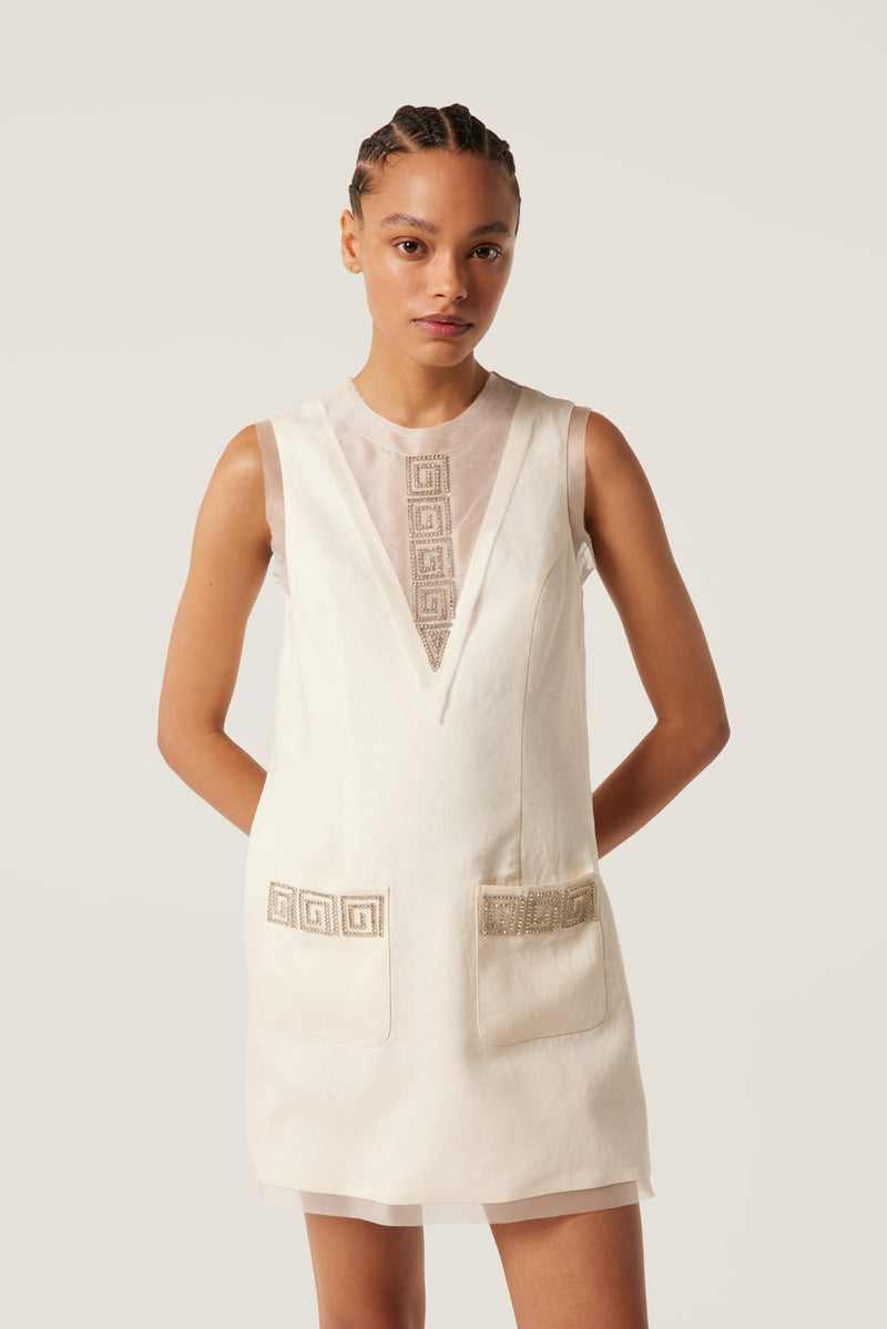 Robe courte à spirales strass