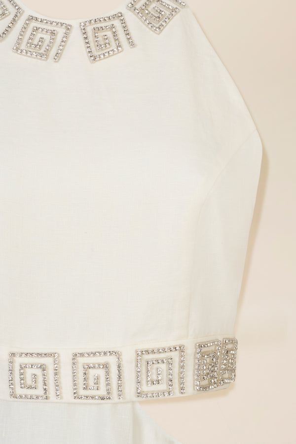 Robe longue dos nu à spirales strass