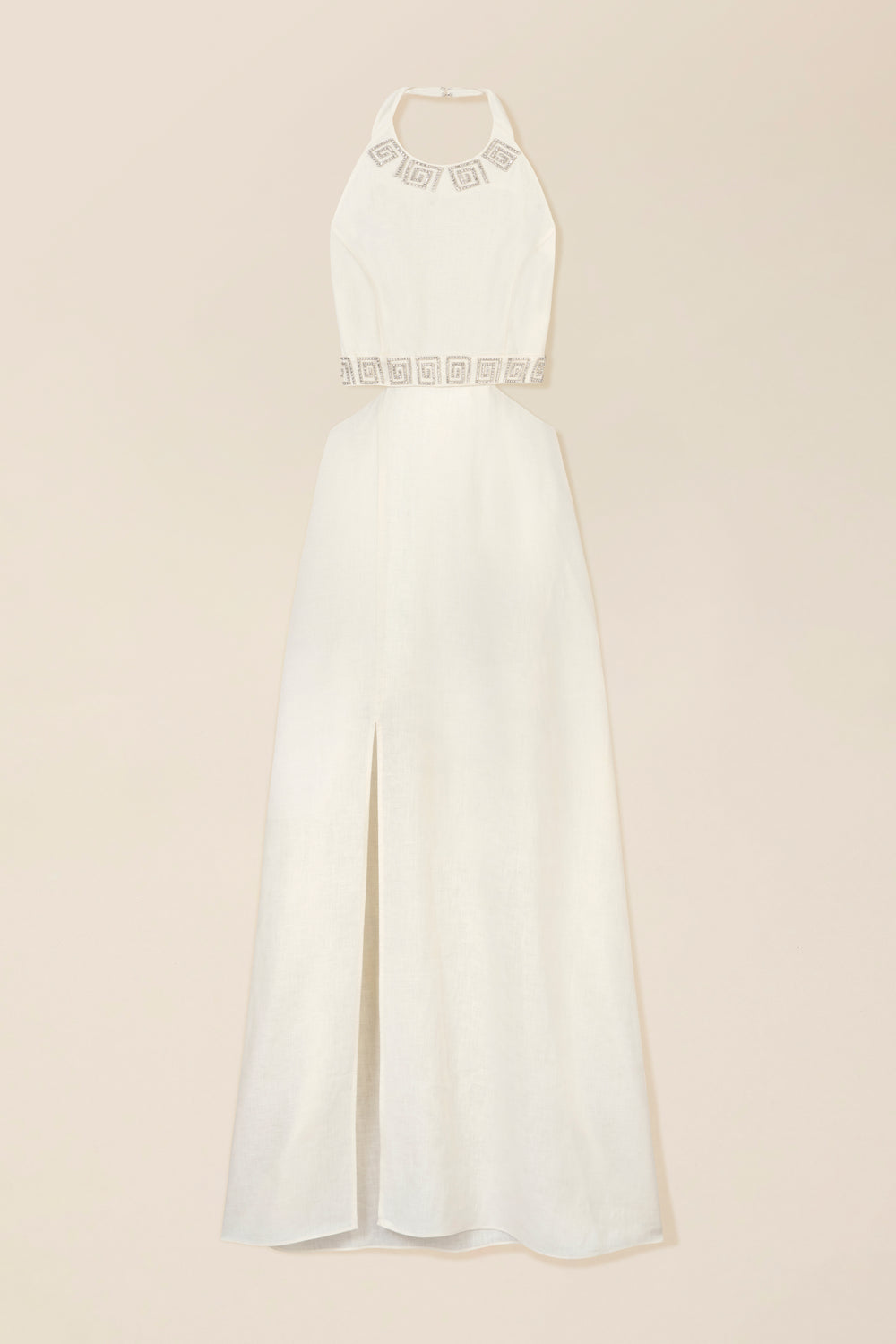 Robe longue dos nu à spirales strass