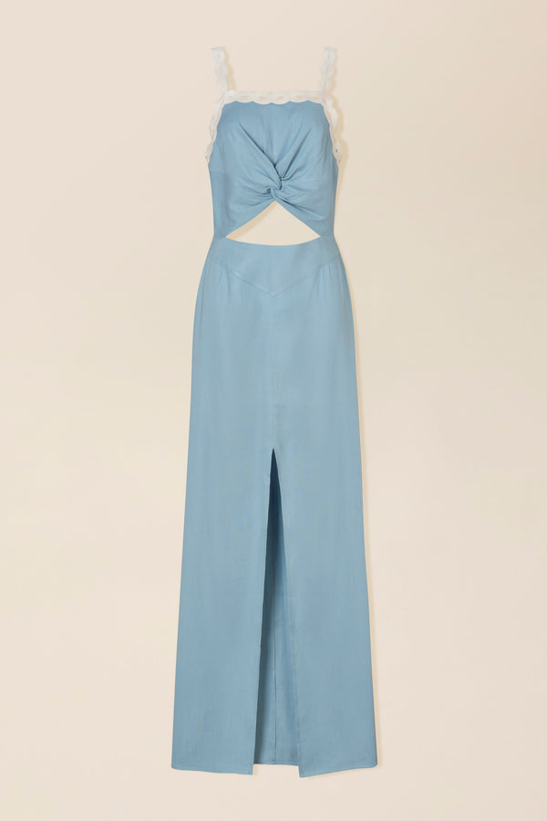 Robe longue fendue milieu devant