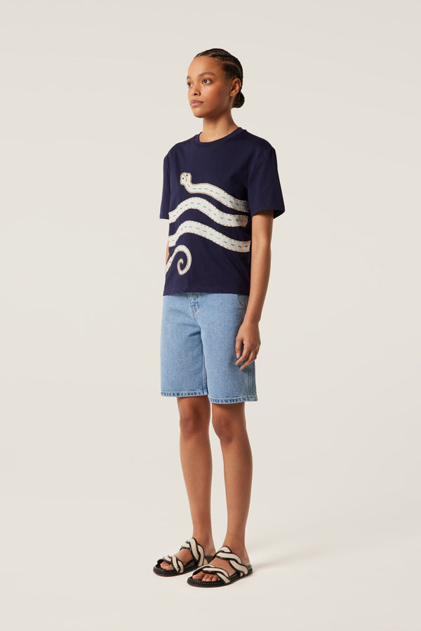 T-shirt à empiècement serpent