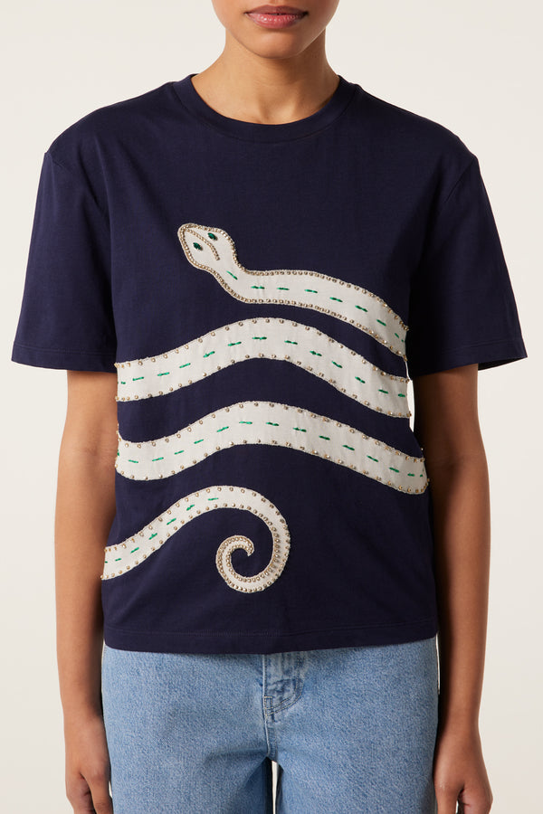 T-shirt à empiècement serpent