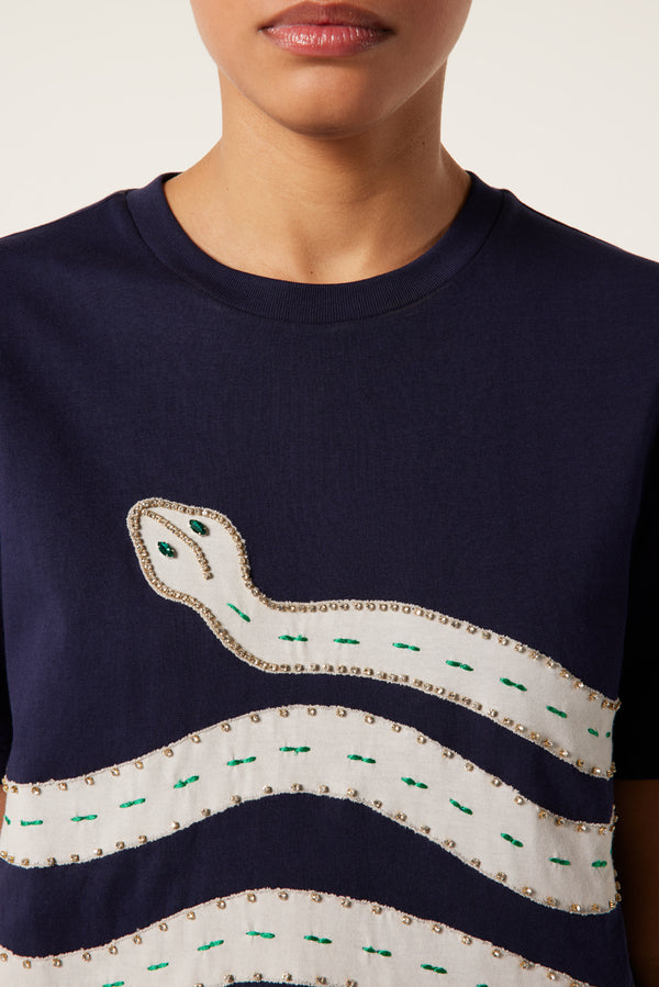T-shirt à empiècement serpent