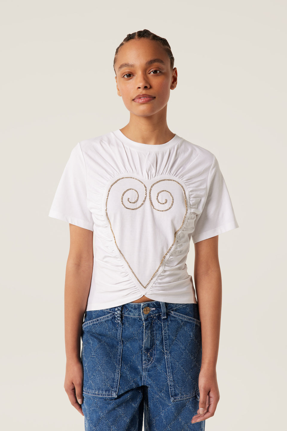 T-shirt cœur à fronces