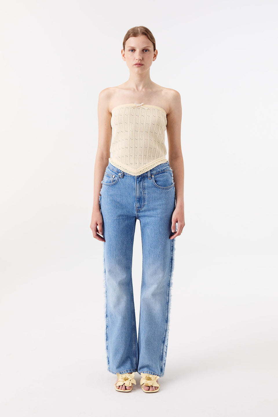 Denim droit à franges