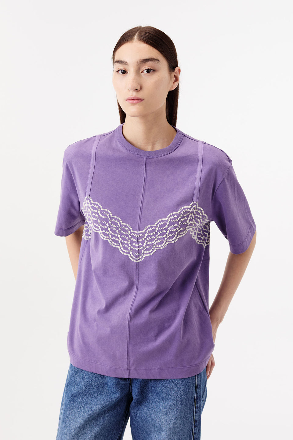 T-shirt effet top en dentelle