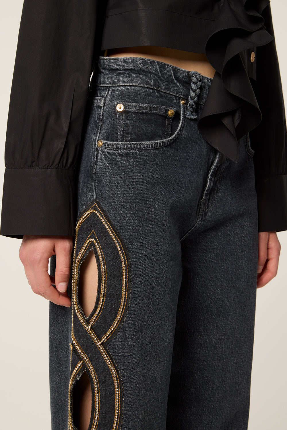 Denim tresse à strass