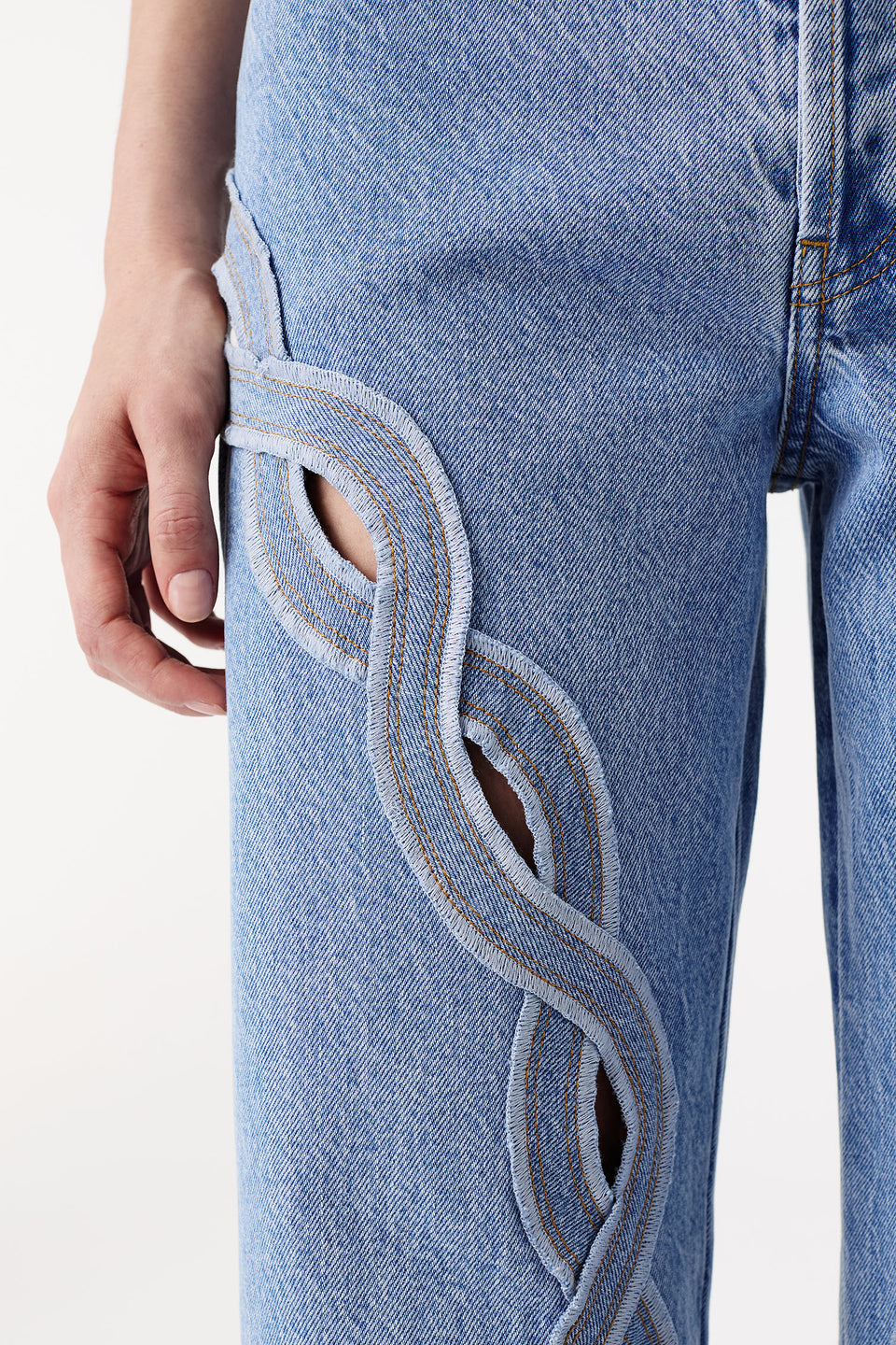 Denim à empiècement tresse