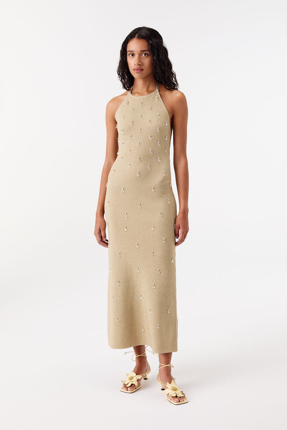 Robe longue en maille à nouer