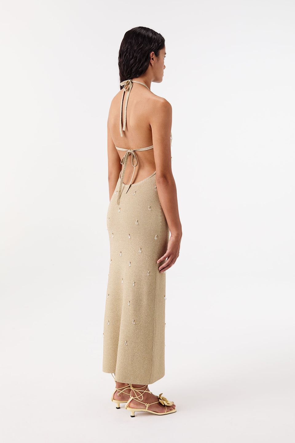 Robe longue en maille à nouer