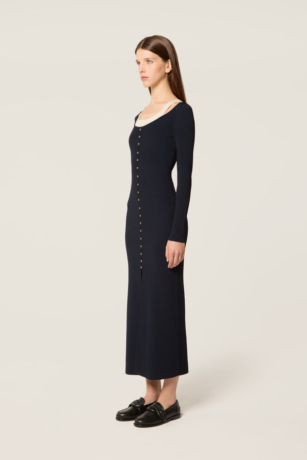 Robe en maille effet superposition