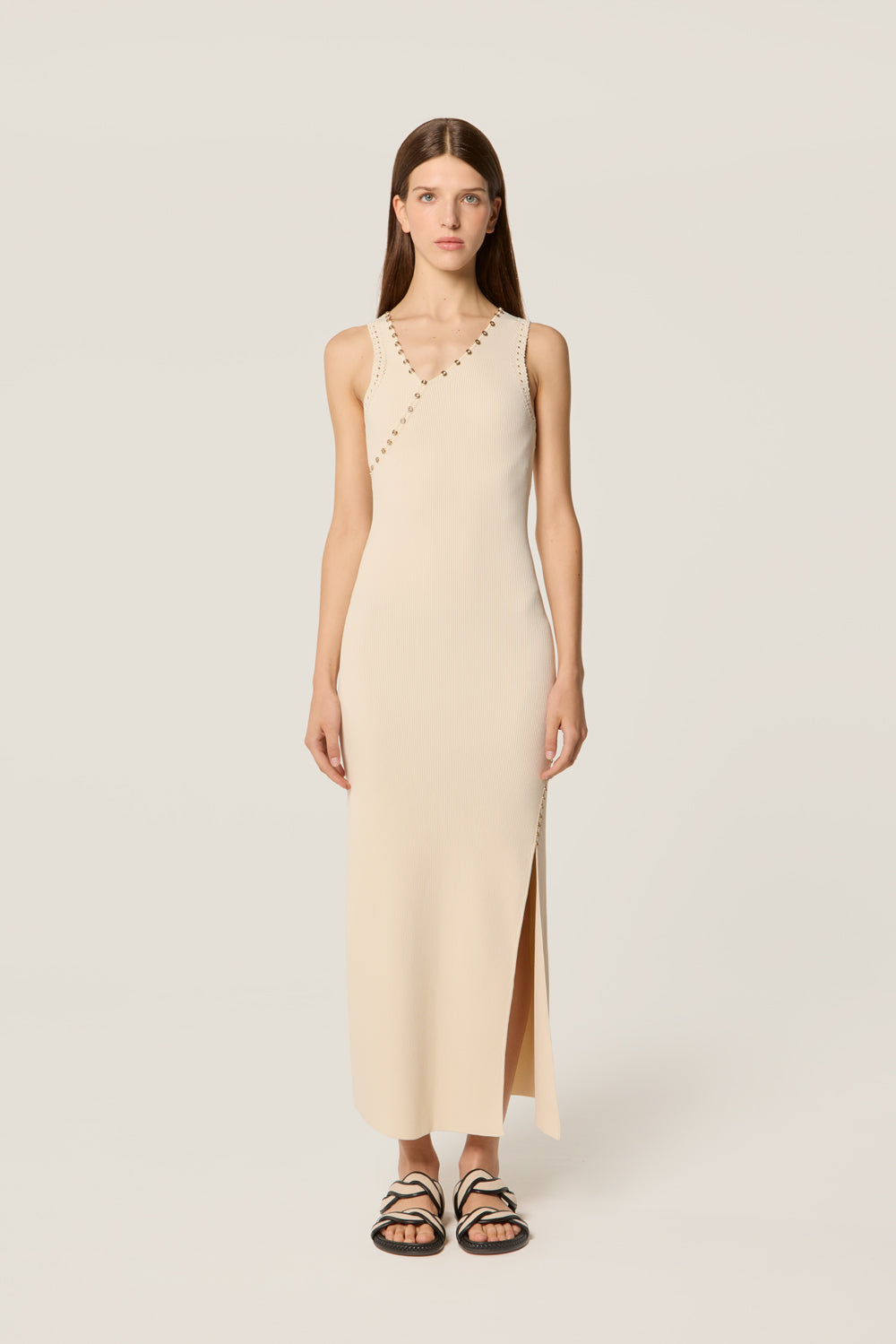 Asymmetrical neckline mesh dress
