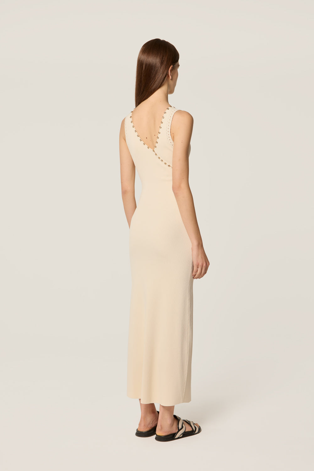 Asymmetrical neckline mesh dress