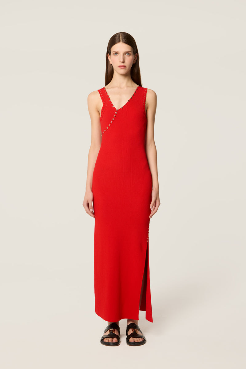 Robe en maille à encolure asymétrique