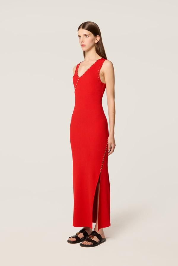 Robe en maille à encolure asymétrique