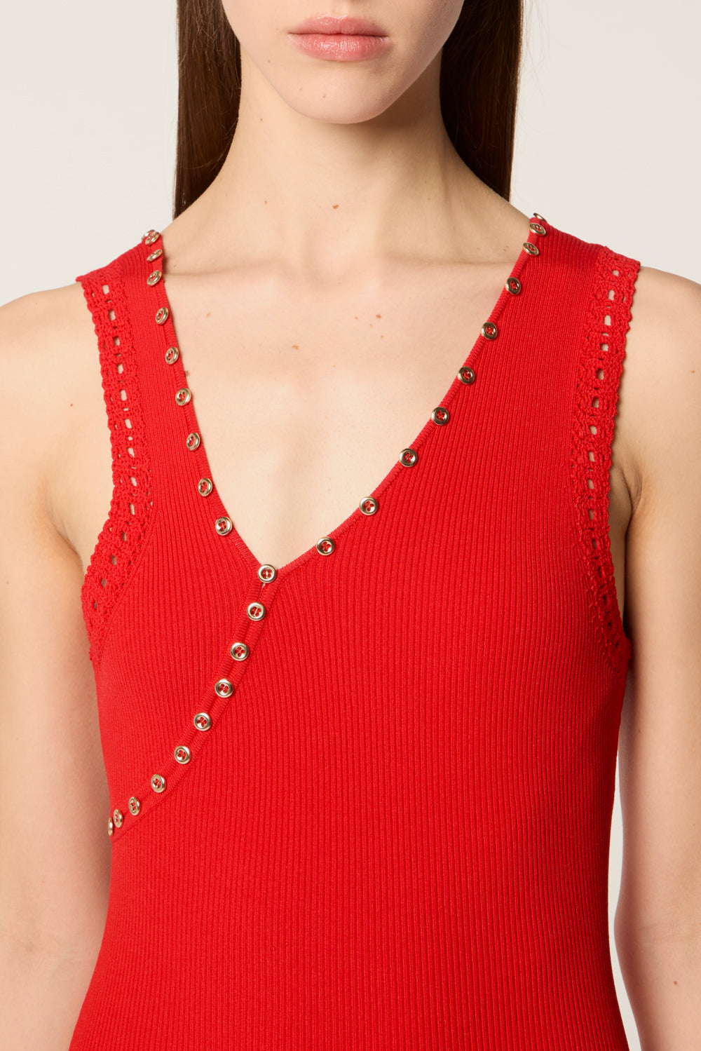 Asymmetrical neckline mesh dress