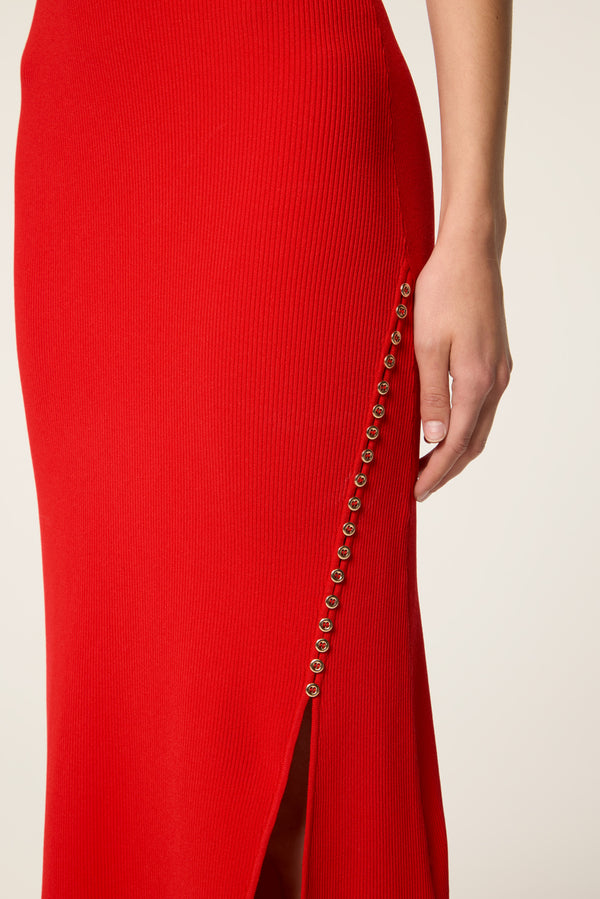 Robe en maille à encolure asymétrique