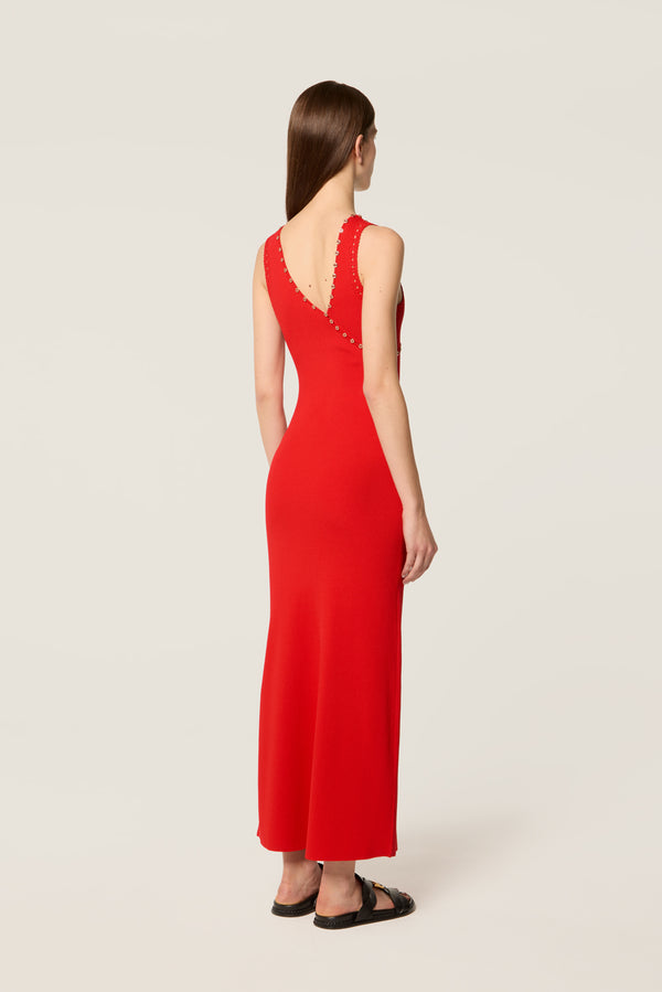 Robe en maille à encolure asymétrique