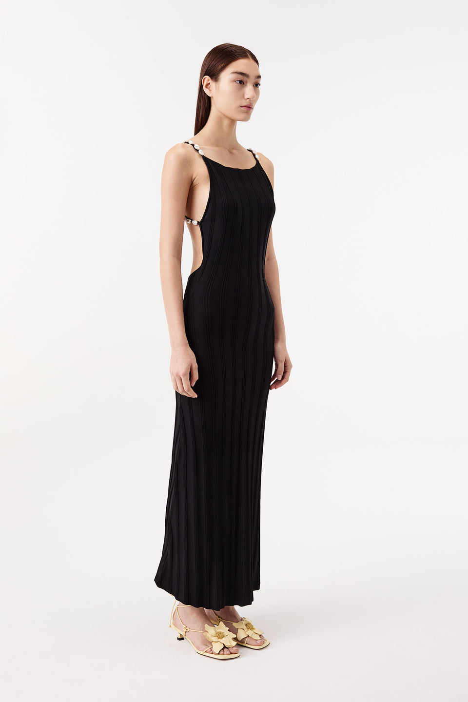 Long backless knit dress