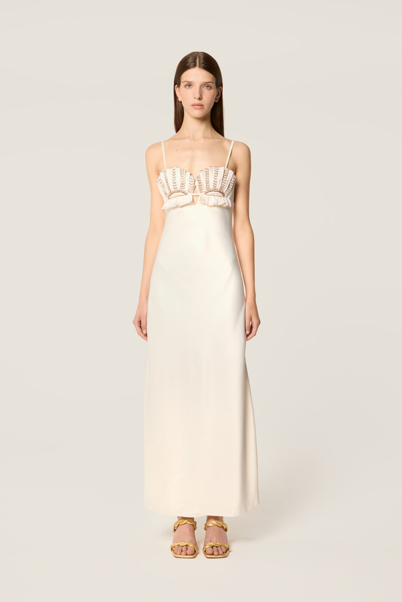 Robe longue en satin