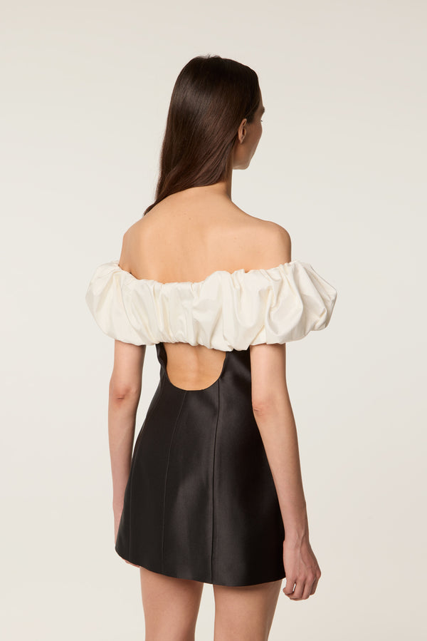 Robe bustier en satin bicolore