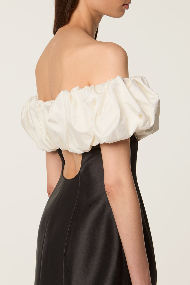 Robe bustier en satin bicolore