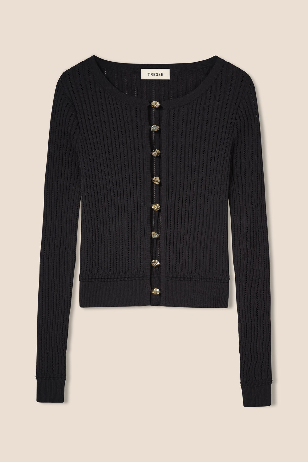 Top en maille à perles dorées