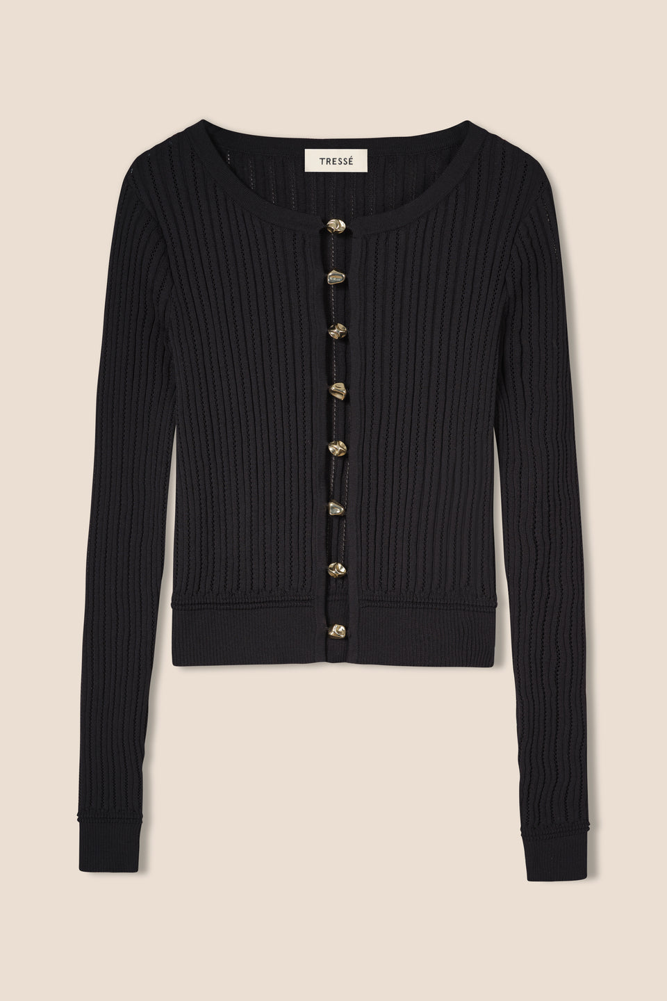 Top en maille à perles dorées