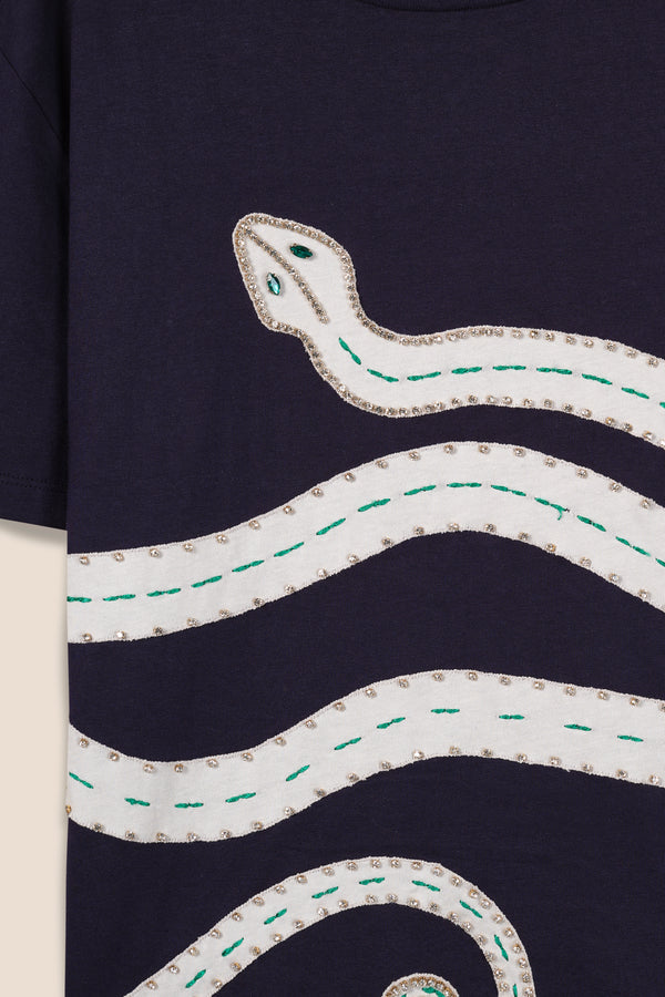T-shirt à empiècement serpent
