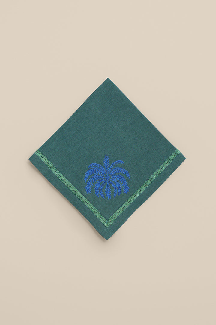 Serviette de table brodée palmier
