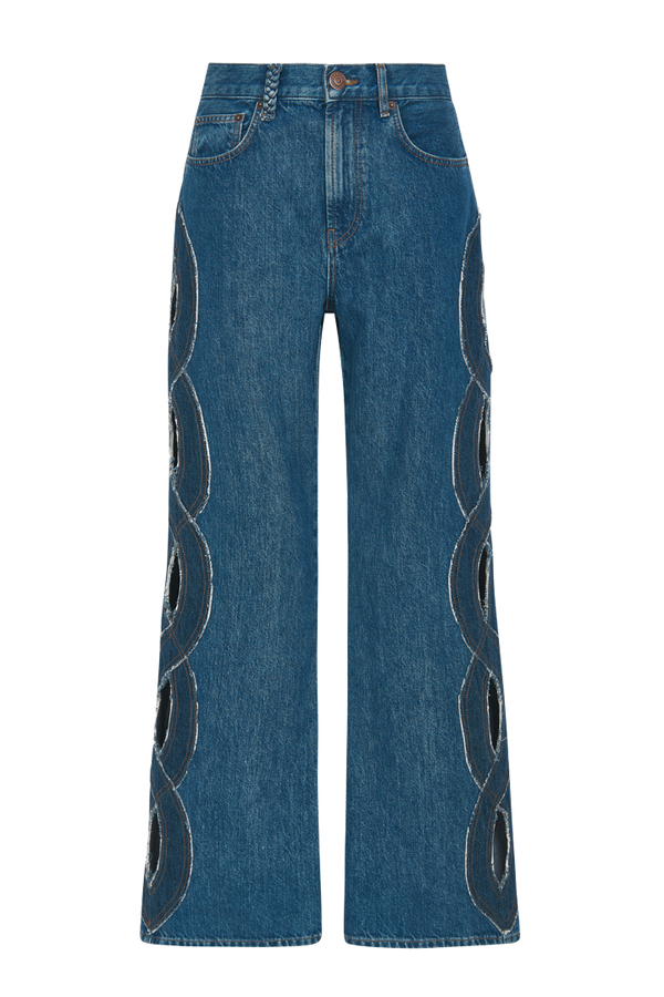Denim avec ouverture tresse