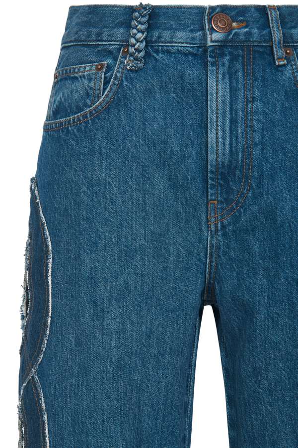 Denim avec ouverture tresse