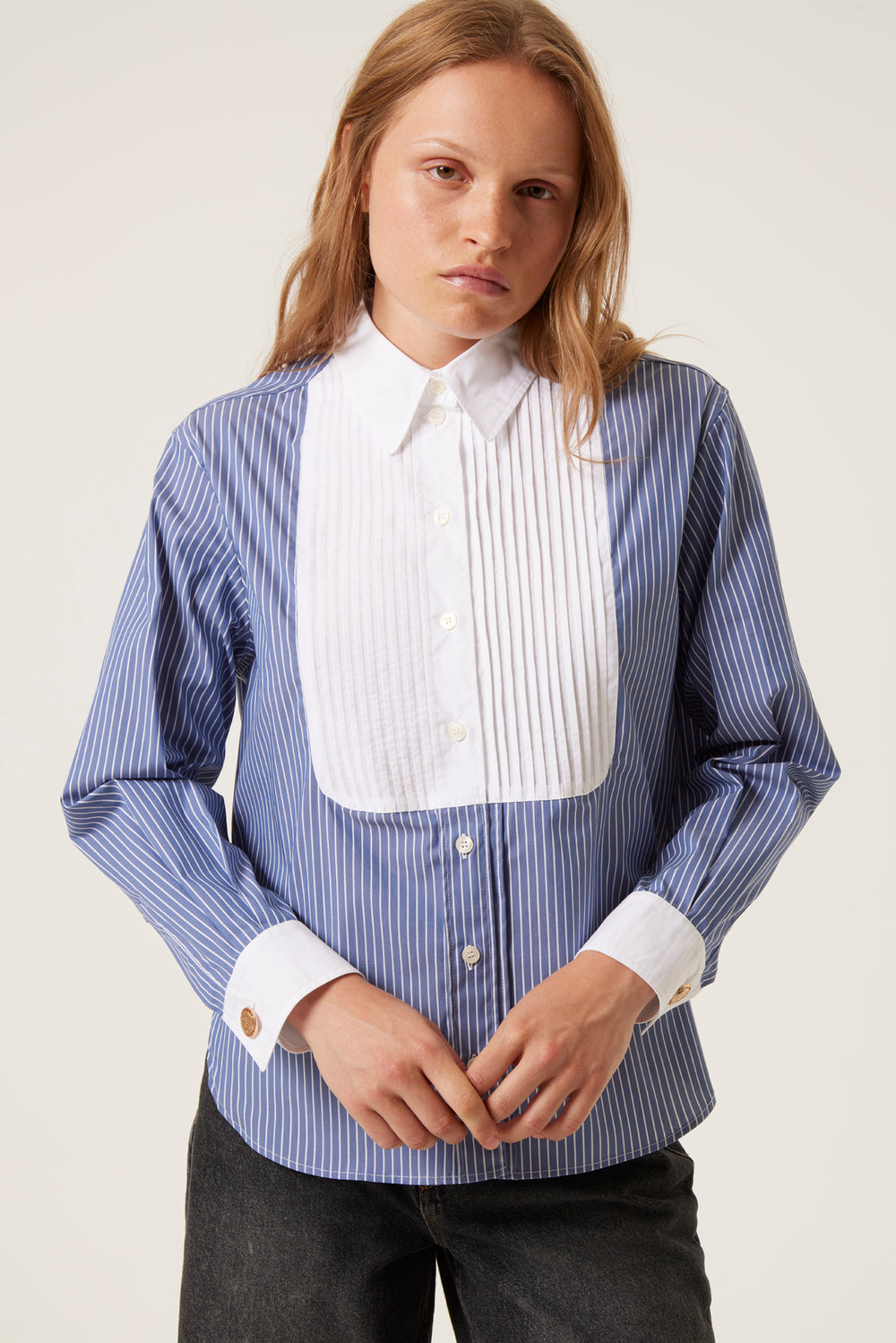 Striped bib shirt