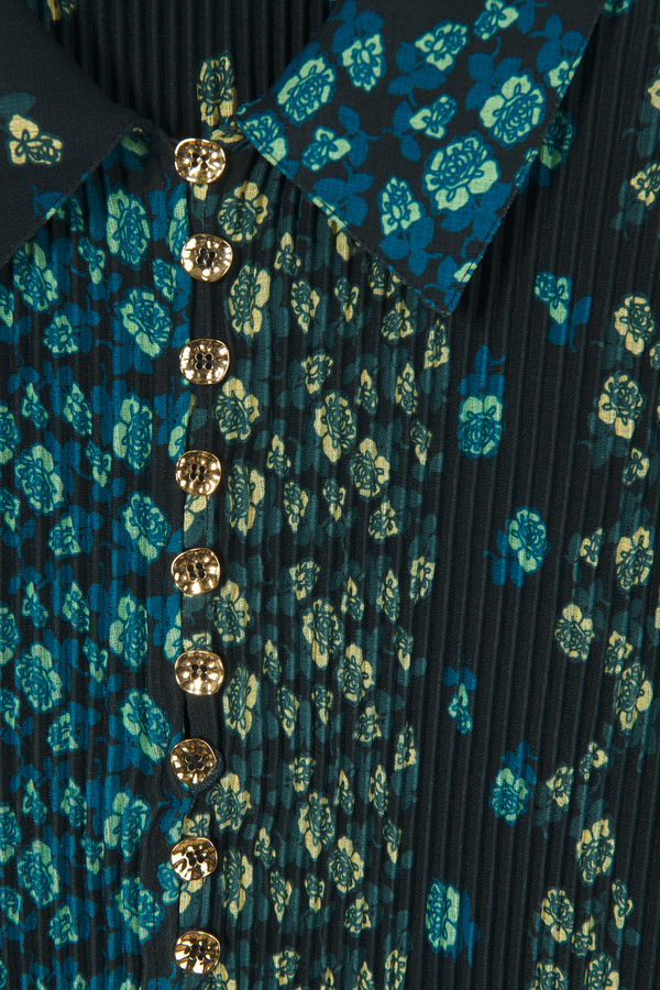 Chemise plissée à motif floral