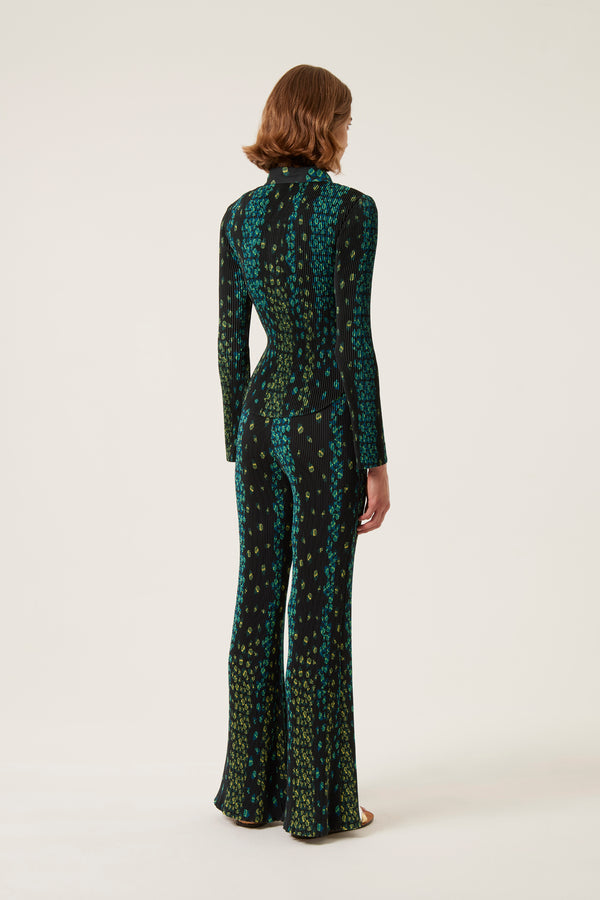 Pantalon fluide plissé à motif floral