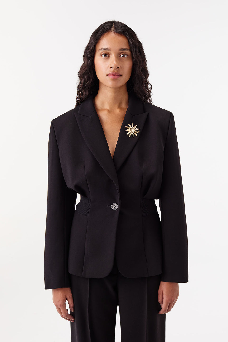 Veste tailleur avec bord-côte à la taille