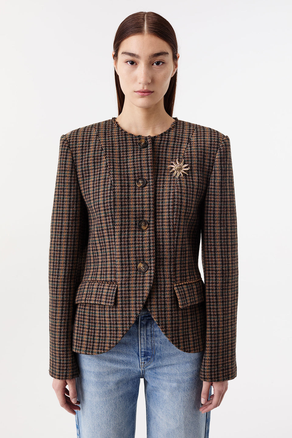 Veste en laine à carreaux