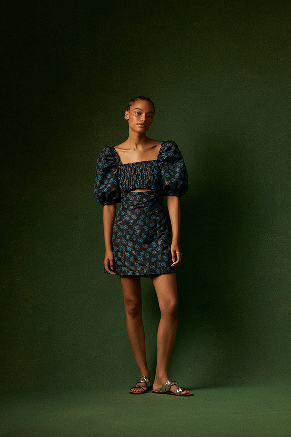 Robe en taffetas imprimé paisley