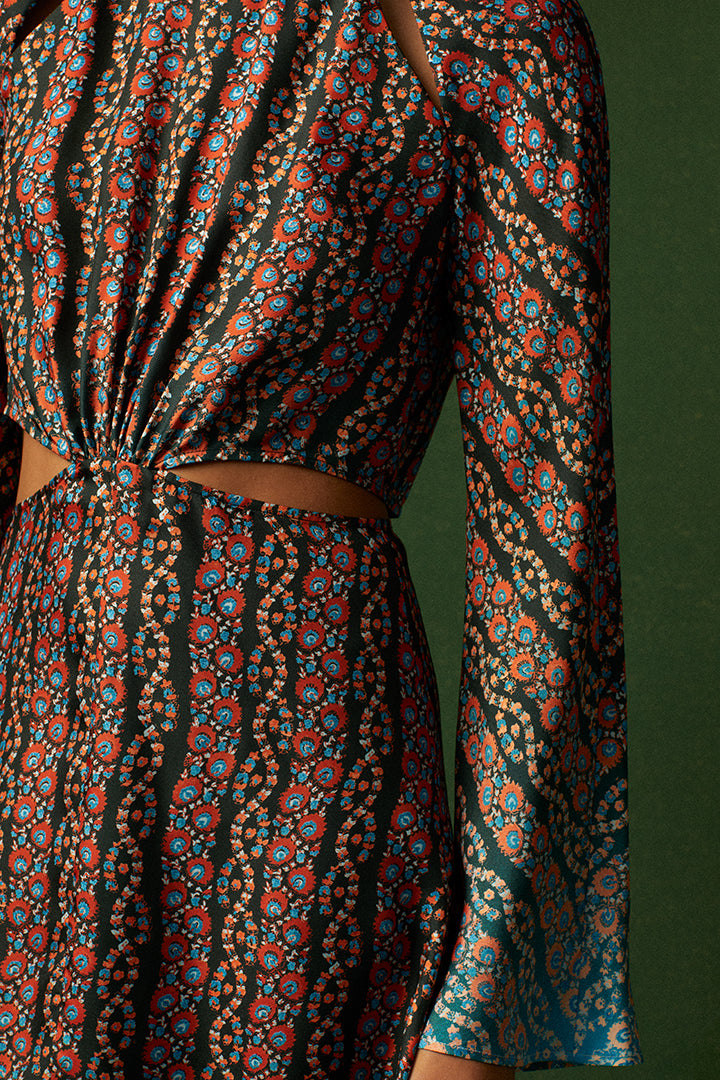 Floral Dip Dye Print Cutout Maxi Dress - 34 - Tress Floral Dip Dye Print Cutout Maxi Dress - 34 - Tress