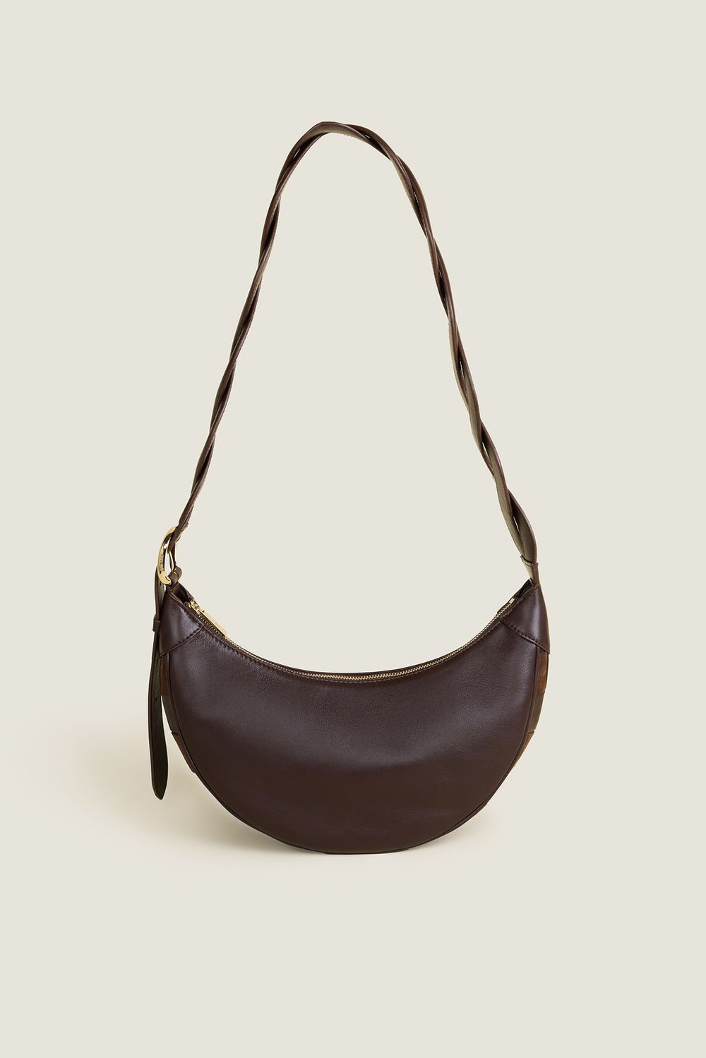 Sac bandoulière motif damier bi-matière