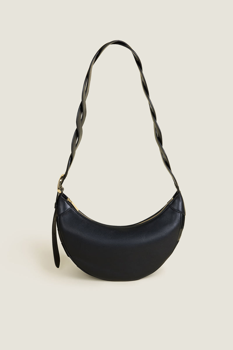 Sac bandoulière motif damier bi-matière
