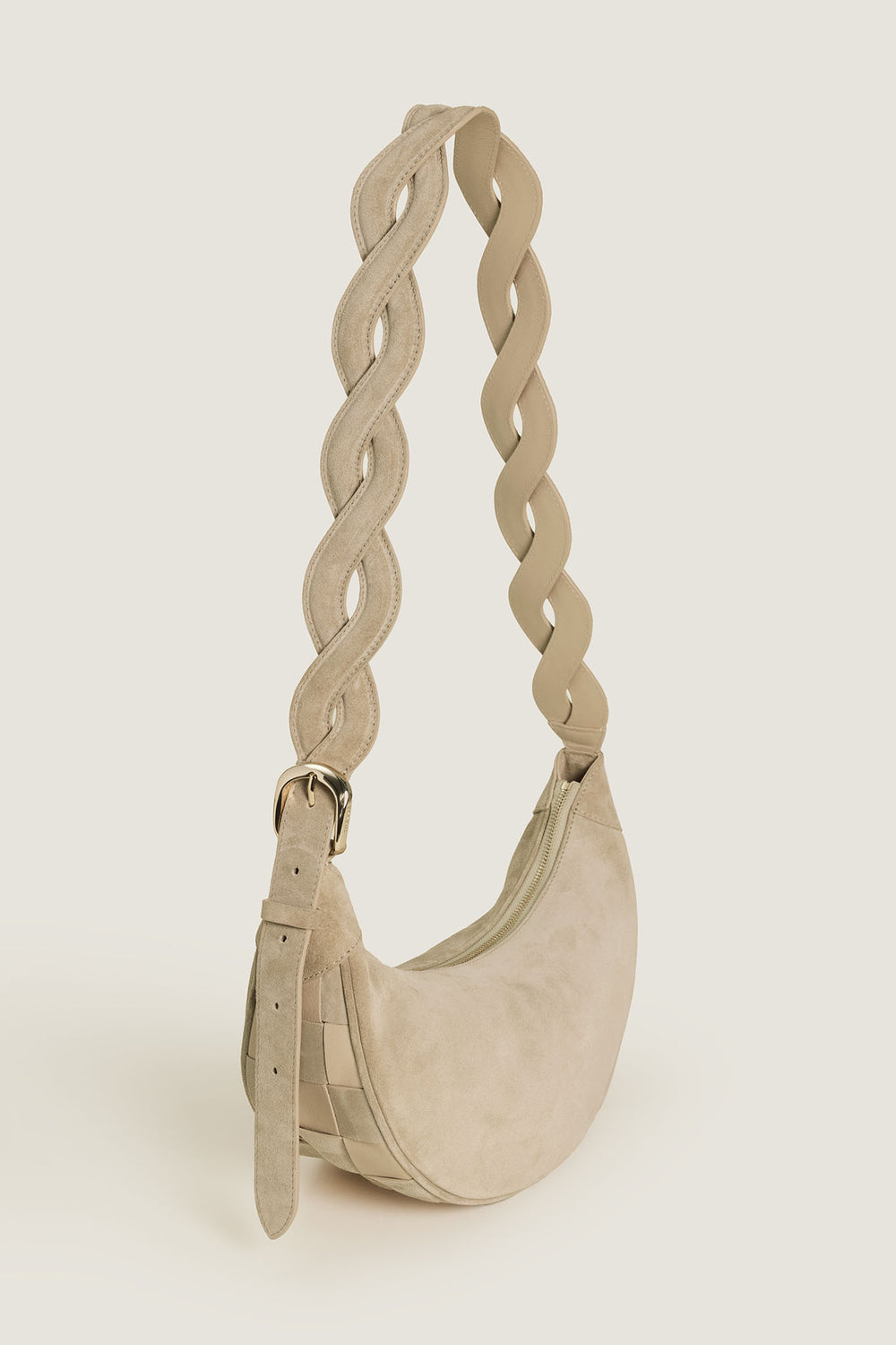 Two-material checkerboard pattern shoulder bag