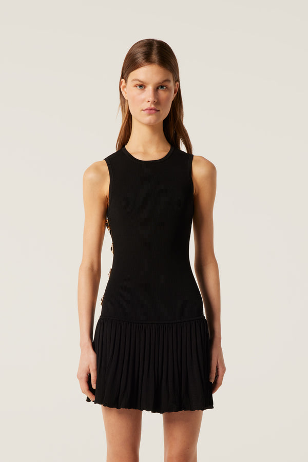 Short pleated mesh dress