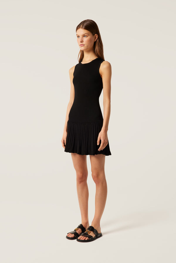Short pleated mesh dress