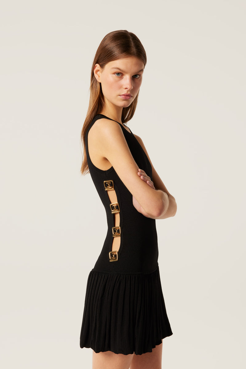 Short pleated mesh dress