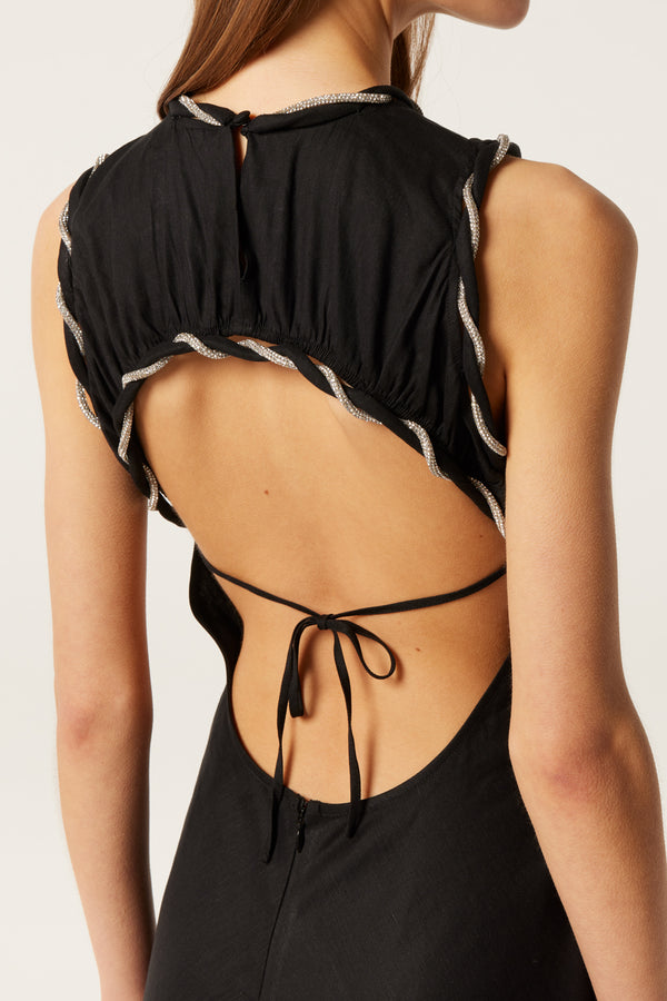 Long dress with rhinestone twist