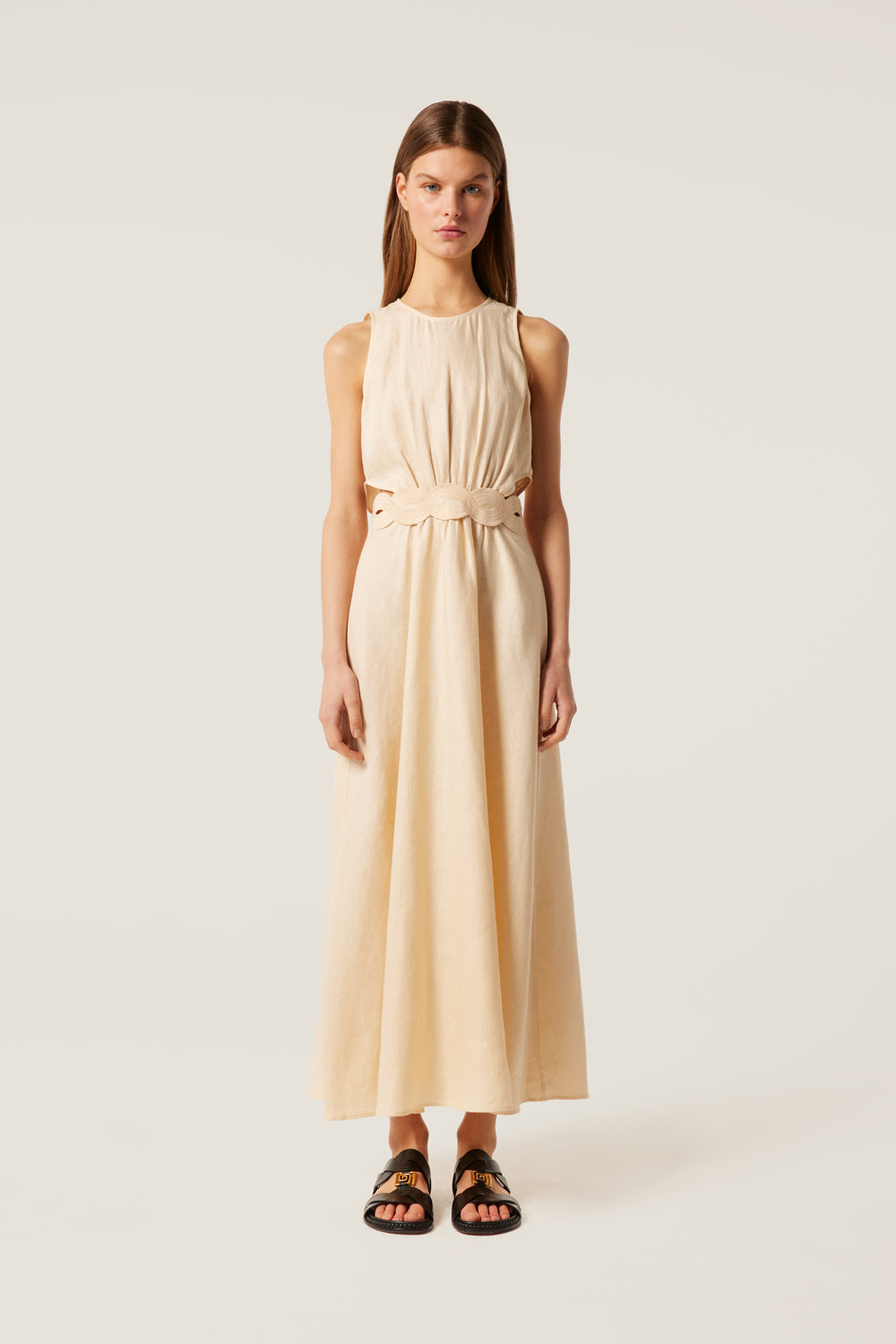 Long dress with braid belt